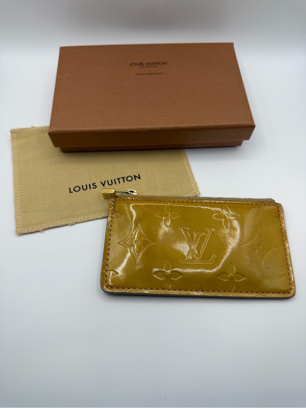 Louis Vuitton Yellow Vernis Pochette Key Cles